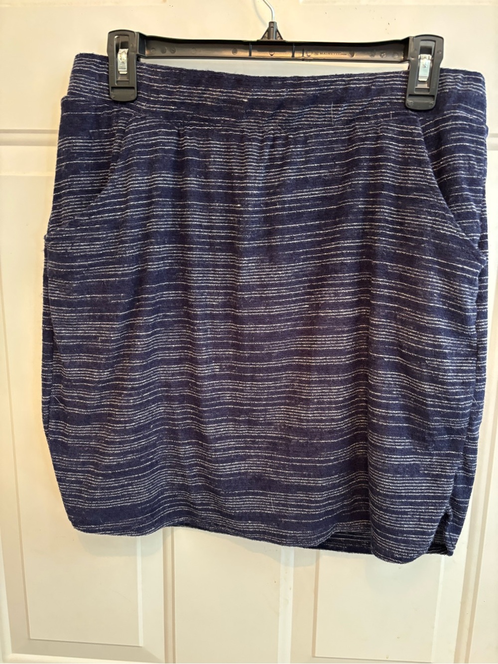Renee C. Navy and White Striped Knit Mini Skirt